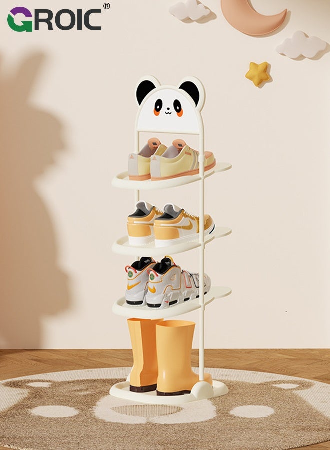 GROIC Baby Shoe Rack, Shoes Storage Rack for Kids, Narrow Shoe Rack for 6-8 Pairs Shoe Storage, Kids Shoe Racks for Small Place, Lightweight Stackable Shoe Shelf Organizer, Cartoon Design Entryway Shoe Storage - Image 1